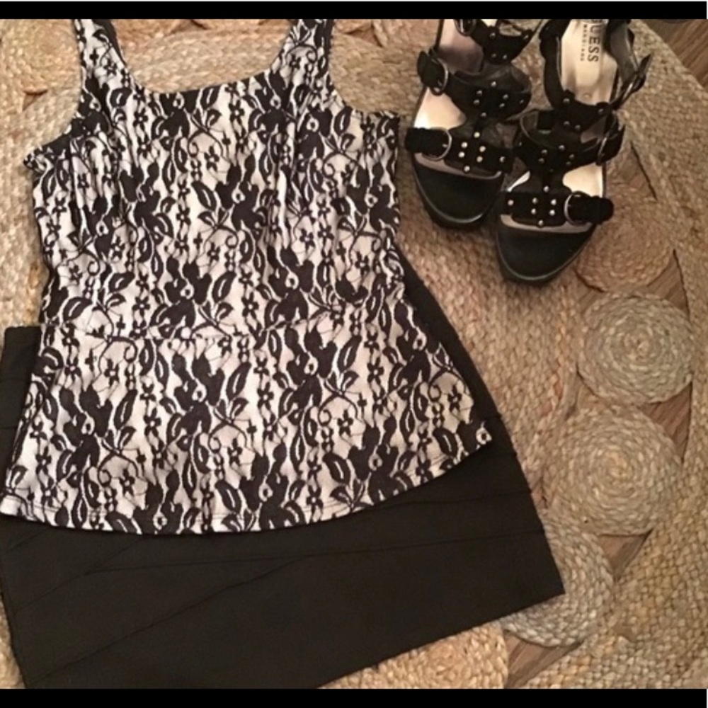 Express Black Lace Peplum Top